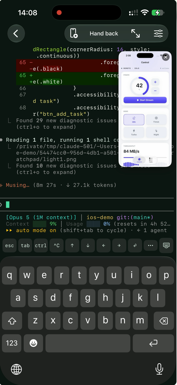 手机远程控制终端和 iOS Simulator 视频演示